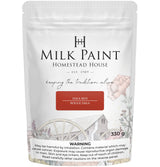 330g Dala Red Milk Paint by Homestead House, bag with floral design and warning label at the bottom.