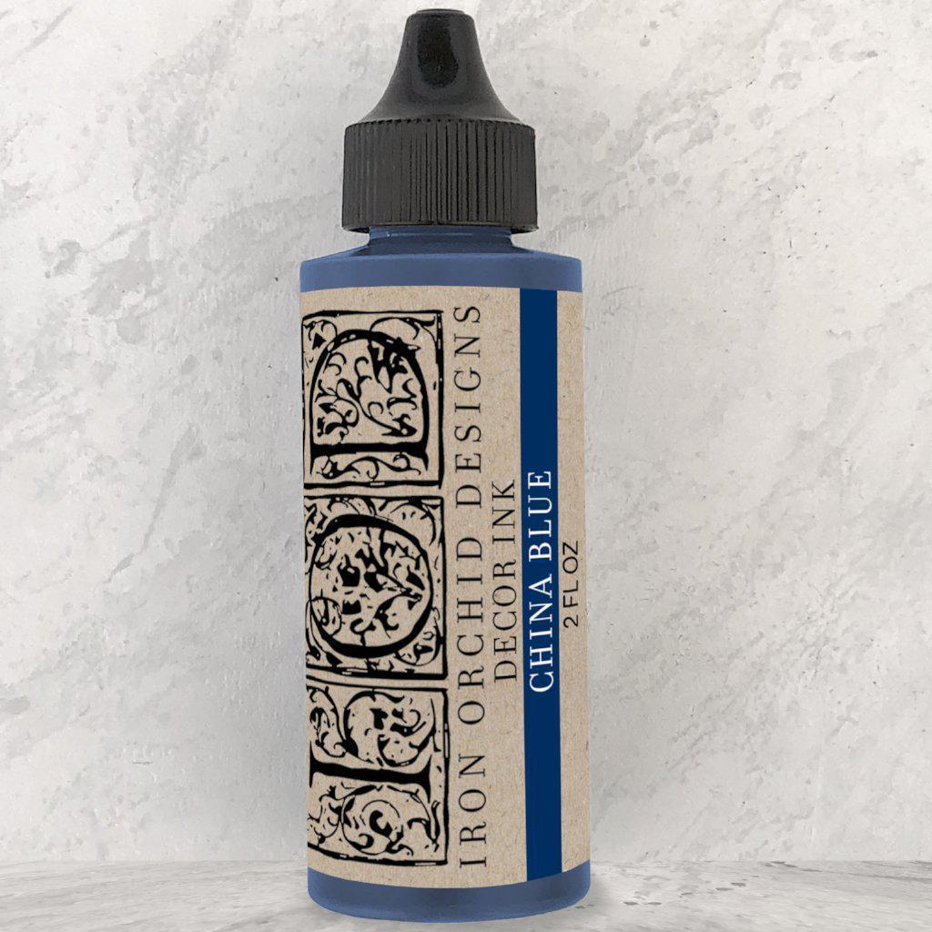 I.O.D. Decor Ink, China Blue, 2 fl. oz., blue label with black cap by Iron Orchid Designs.
