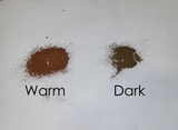 DIY Paint Co. Decrepit Dust in Warm and Dark shades, shown in two small piles side by side.