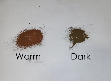 DIY Paint Co. Decrepit Dust in Warm and Dark shades, shown in two small piles side by side.