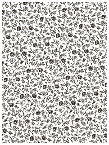 Delft Traditions Noir Paint Inlay by I.O.D., black and white botanical design in Iron Orchid Designs’ style.