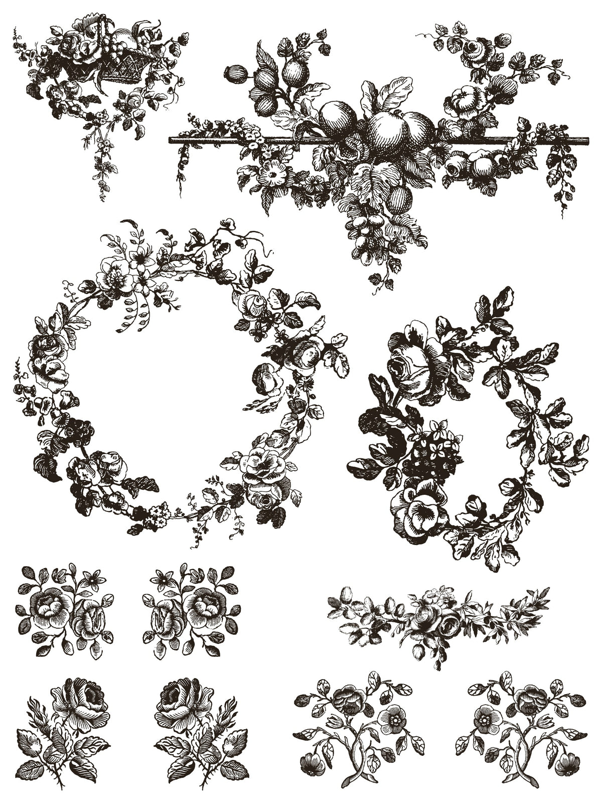 Delft Traditions Noir Paint Inlay by I.O.D., black and white botanical pattern for decorative inlays.