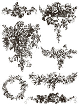 Delft Traditions Noir Paint Inlay by I.O.D. featuring vintage black and white floral pattern for decorative use.
