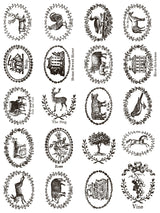 Delft Traditions Noir Paint Inlay by IOD, set of 20 vintage black and white oval designs for paint inlays.