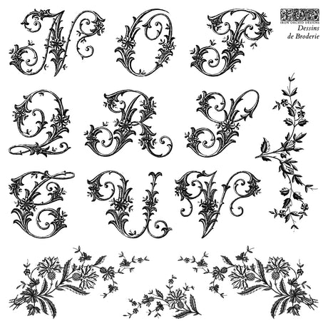 Dessins de Broderie Labels Mini Stamp by IOD for embroidery projects, from Iron Orchid Designs.