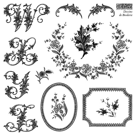 Dessins de Broderie Labels Mini Stamp by I.O.D., designed for vintage embroidery or monogram projects.