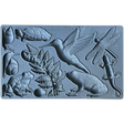 I.O.D. Dewdrop Pond Mould with pond animals, insects, plants, and cavity measurement markings.