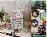 Santa jar beside DIY Paint Co. Mixology Lab 8-Color Sampler (2025 Holiday) page with QR code for ornament ideas.