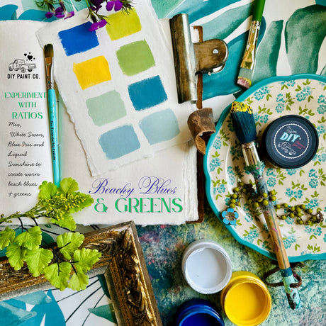 DIY Paint Co. Summer 2025 Mixology Lab Sampler with 8 paint jars, brush, frame, and project guide.