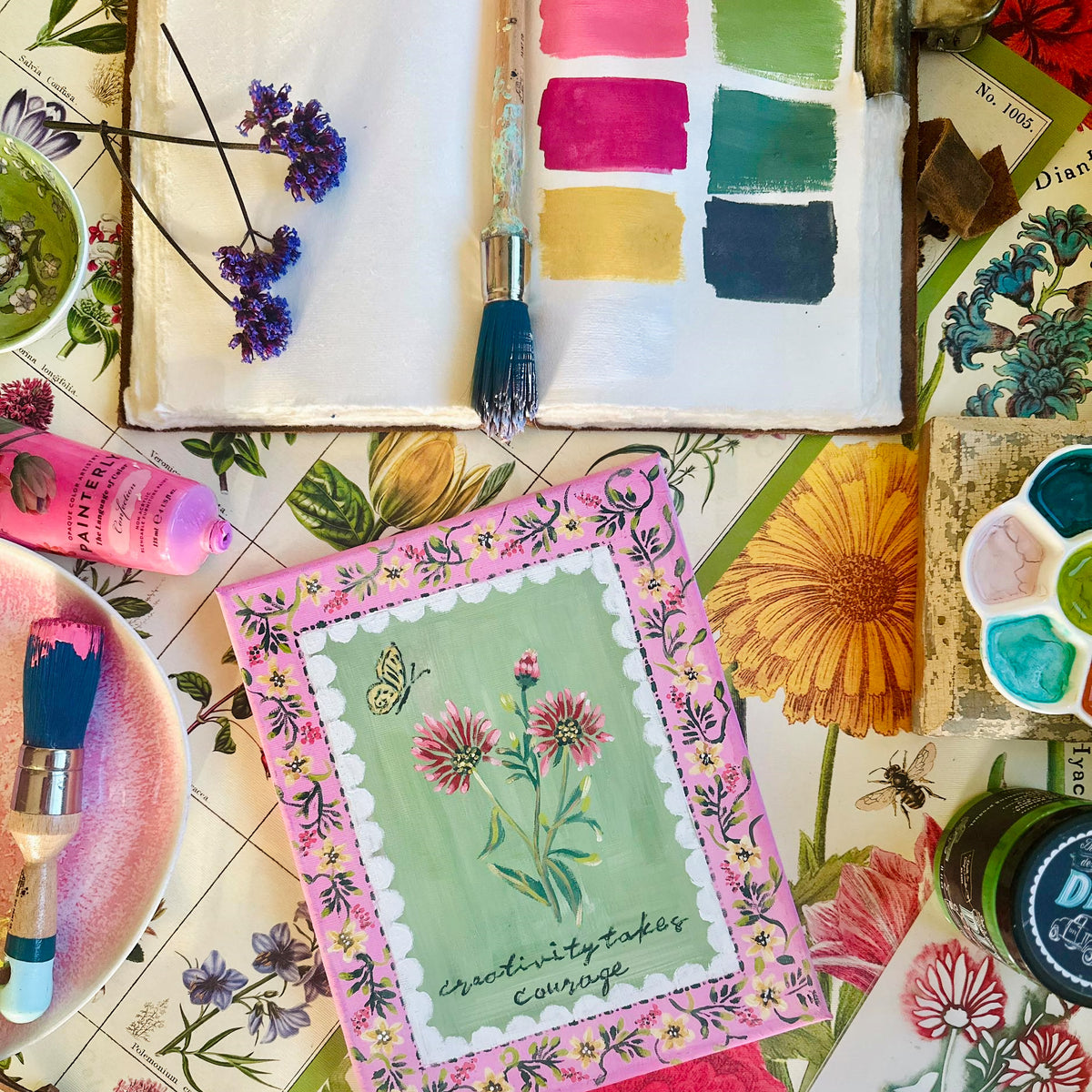 DIY Paint Co. 8-Color Mixology Lab Sampler Box (2025 Spring) arranged on a table.