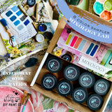 DIY Paint Co. Mixology Lab 8-Color Sampler Box with jars, swatches, and brushes for Spring/Easter projects.