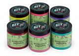 Six Bohemian Brights jars by DIY Paint Co. arranged in two rows.