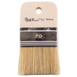 Paint Pixie Dusty paintbrush, wide and flat with light wood handle, metal ferrule, natural fibers, branded handle.
