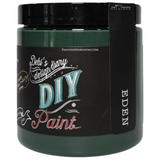 Eden DIY Paint by DIY Paint Co. in a container with black lid and teal label, eco-friendly clay and chalk paint.