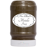 Miss Lillian’s Paint Eiffel Tower Metallic Paint jar in shiny brown for furniture or acrylic projects.