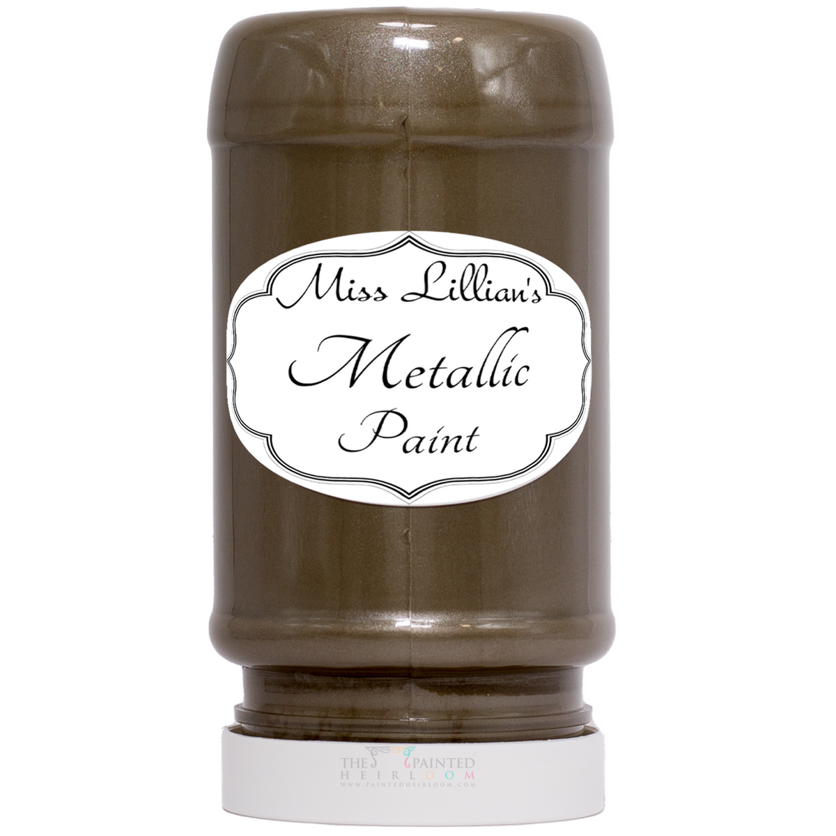 Miss Lillian’s Eiffel Tower Metallic Paint bottle in brown shade with a white label.
