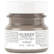 37 mL Elmwood Fusion Mineral Paint, gray-brown, in a white Fusion jar with label.