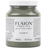 500ml jar of Everett Fusion Mineral Paint in grayish olive green with white label.