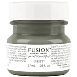 37 mL Fusion Mineral Paint Everett, gray label, black lid, all-in-one acrylic.