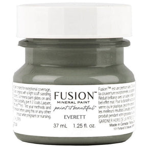 37 mL Fusion Mineral Paint Everett, gray label, black lid, all-in-one acrylic.