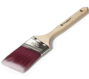 Staalmeester Exquisite Pearl Angled Brush 2040 with maroon bristles and silver ferrule.
