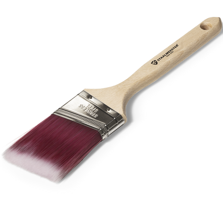 Staalmeester Exquisite Pearl Angled Brush 2040 with maroon bristles and silver ferrule.