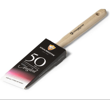 Staalmeester Exquisite Pearl 2040 angled brush, 50mm, wood handle, in original labeled packaging.