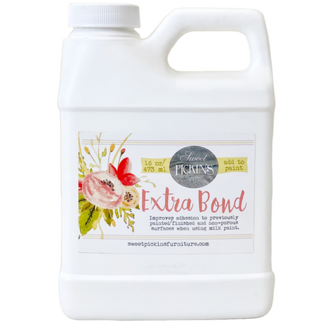 Old Fashioned Milk Paint Extra Bond by Sweet Pickins, 16 oz bottle for improving milk paint adhesion.