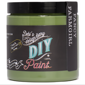 Fancy Farmgirl DIY Paint by DIY Paint Co. in a green jar with black lid and label.