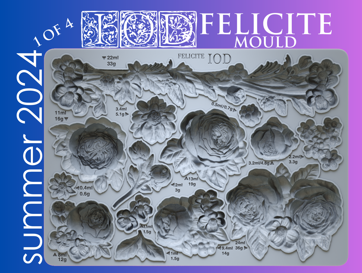 The Felicite Mould by I.O.D. featuring heritage rose patterns for décor projects.