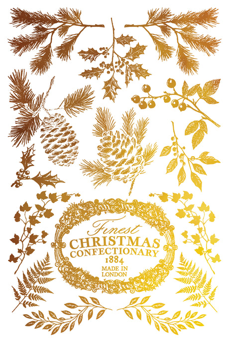 Figgy & Flourish Gilded Transfer by I.O.D., botanical gold holiday décor, limited 2025 Iron Orchid Designs release.