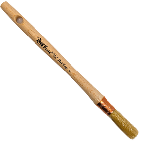 Paint Pixie Flat Top 1C brush with flat-top bristles, wooden handle, and hole at the end.