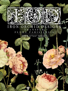 Flora Parisiensis Decor Transfer by IOD, 4 sheets (12x16), roses and leaves, for furniture decorating.