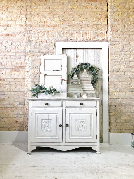 Flour Sack cabinet by Old Fashioned Milk Paint, vintage style with drawers, non-toxic finish.