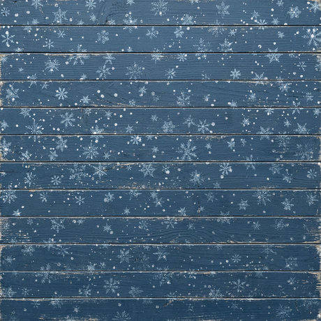 I.O.D. Flurry (2026) Stamp showing snowflake designs on blue wooden planks.