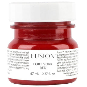 67 mL Fort York Red Fusion Mineral Paint jar with white lid and labeled packaging.