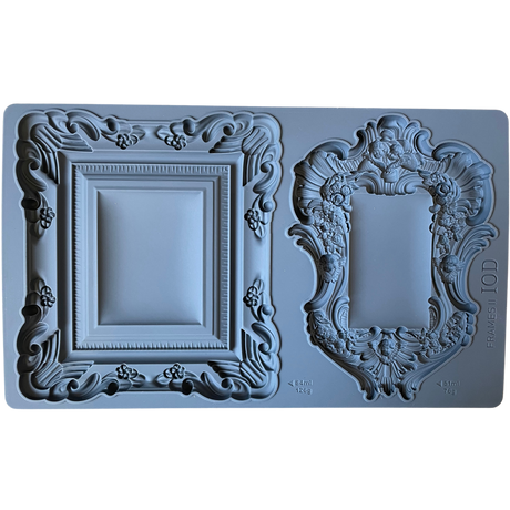 I.O.D. Frames 2 Mould by Iron Orchid Designs featuring ornate rectangle and oval frames with floral accents.
