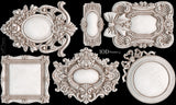 Six Frames 3 Mould by IOD featuring mini frames with floral and ribbon details.
