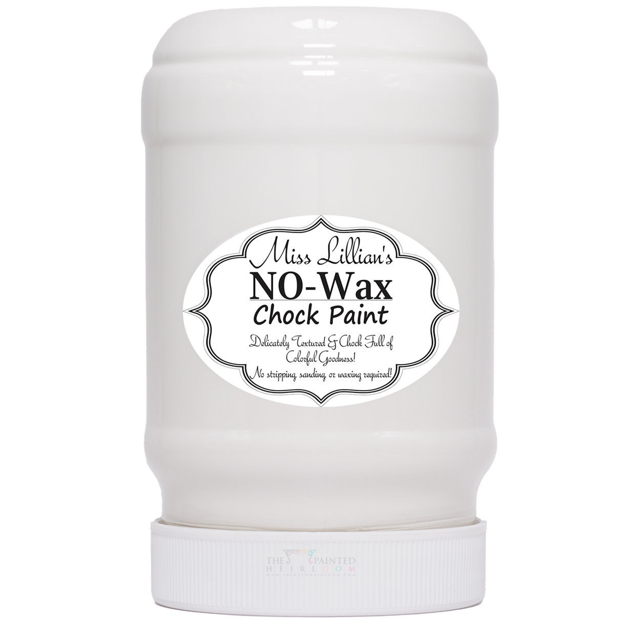 Miss Lillian’s Fresh Sweet Cream No-Wax Chock Paint in a white container with black and white label.