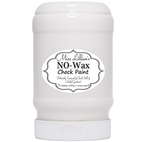 Miss Lillian’s Fresh Sweet Cream No-Wax Chock Paint in a white container with black and white label.