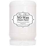 Miss Lillian’s Fresh Sweet Cream No-Wax Chock Paint in a white jar with labeled decor details.
