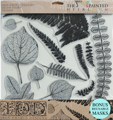Fronds Stamp by IOD, clear silicone leaf and fern stamp set with bonus reusable masks, Brand: I.O.D.
