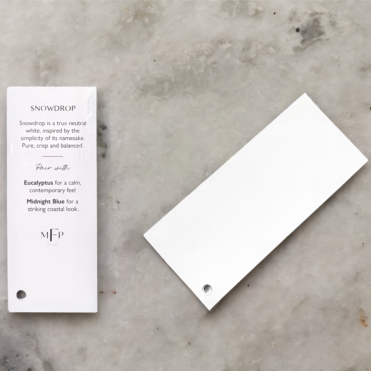 Two rectangular Fusion Mineral Paint Fan Deck add-on cards displayed side by side on a light gray surface.