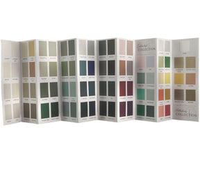 Fusion Mineral Paint True to Color Card open, showing 2024 paint chips arranged in rows and columns.