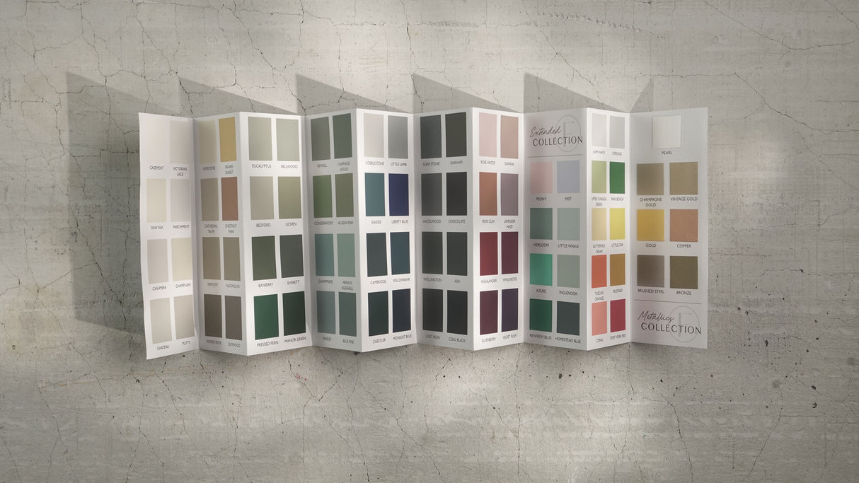 Fusion Mineral Paint True to Color Card displaying real 2024 paint chips and swatches.