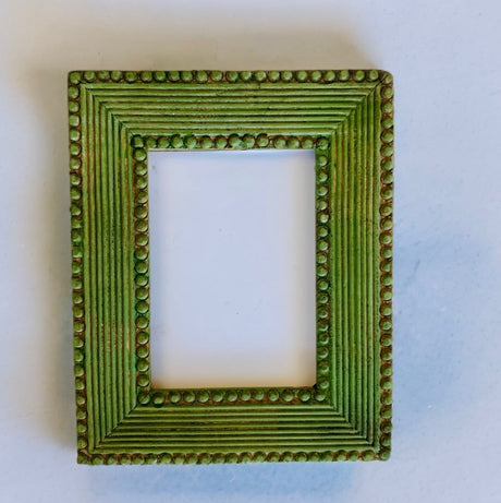Small empty frame in Garden Sage DIY Cottage Color by DIY Paint Co., with ridged and beaded borders.
