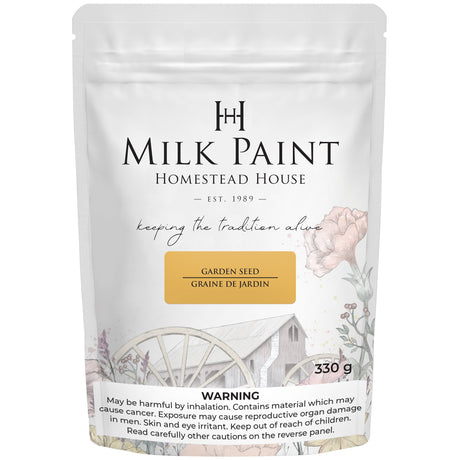 330g Homestead House Garden Seed Milk Paint bag with floral and barn-themed packaging.