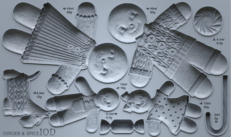Set with 6 labeled cookie cutters and 2023 I.O.D. Ginger & Spice Mould for crafting.