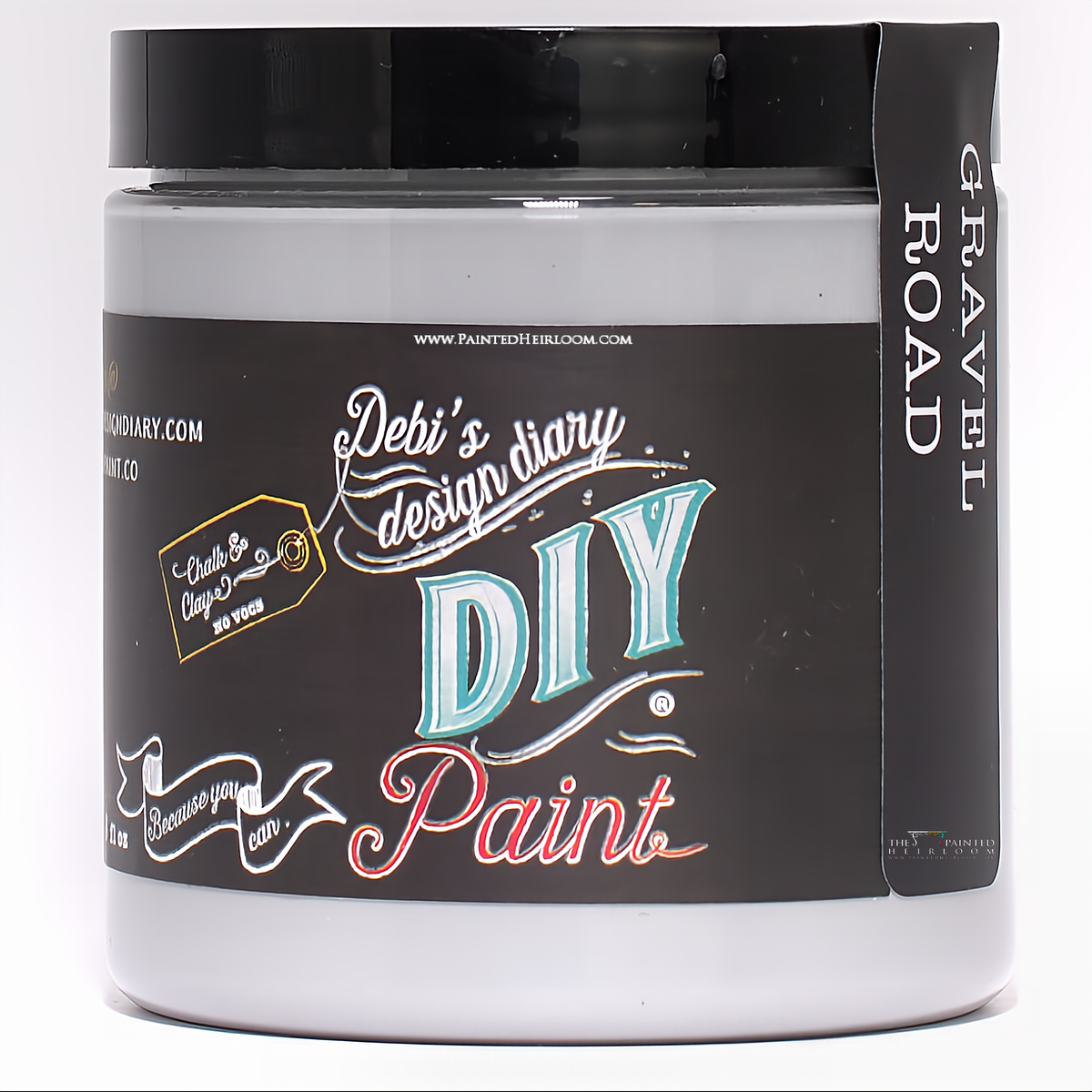 Jar of DIY Paint Co. Gravel Road DIY Paint, eco-friendly paint for furniture and home projects.