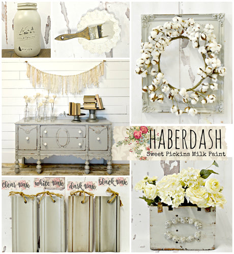 Haberdash – Sweet Pickins Milk Paint by Old Fashioned Milk Paint, creamy non-toxic paint for vintage décor and jars.